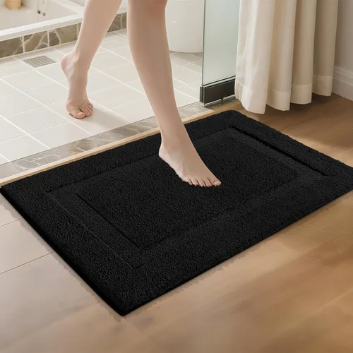 Miniatura 9 de SHACOS Alfombras de baño súper suaves y esponjosas de 24"x36" antideslizantes, lavables, alfombras de baño absorbentes, alfombras para suelo de Gris