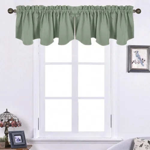 NICETOWN Cenefas de cortina opacas con protección de privacidad, color verde grisáceo, cenefa de ventana para dormitorio, sala de estar, eficiencia