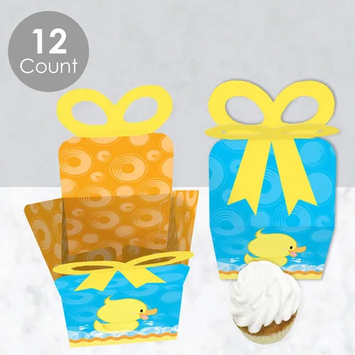 Miniatura 3 de Big Dot of Happiness Ducky Duck – Cajas de regalo cuadradas – Cajas de lazo para baby shower o fiesta de cumpleaños – Juego de 12