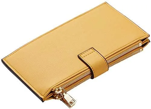 Miniatura 5 de Travelambo Billetera plegable con bloqueo RFID para mujer con bolsillo con cremallera