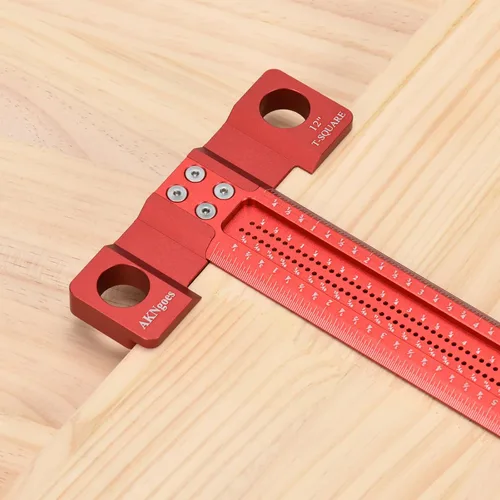 Miniatura 2 de Regla cuadrada en T para carpintería de 12 pulgadas con labios de apoyo reflexivos, regla de arquitecto para trabajo de carpintero, diseño