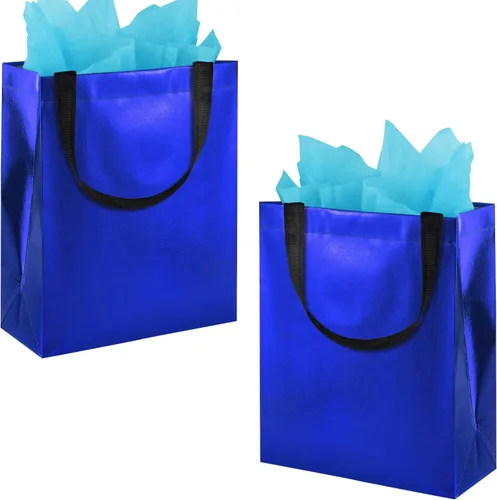 Miniatura 15 de BLEWINDZ Bolsas de Regalo Coloridas con Papel de Seda – 12 Bolsas de Regalo Reutilizables Tamaño Mediano - Ideales para Bolsa de Dulces, Cumpleaños