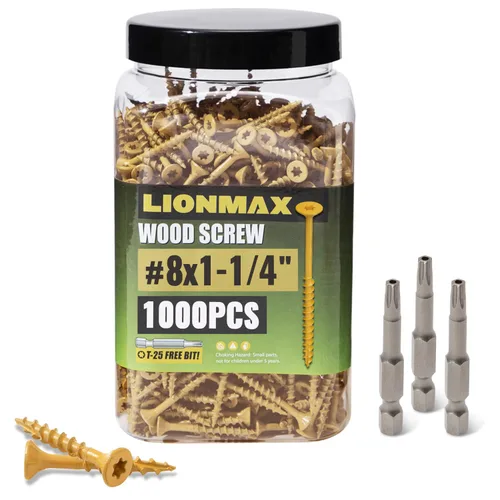 Miniatura 40 de LIONMAX Tornillos para Terraza de 1-5/8 Pulgadas, Tornillos para Madera #8 x 1-5/8", 300 PCS, Resistentes al Óxido, Recubiertos con Epoxi Exterior