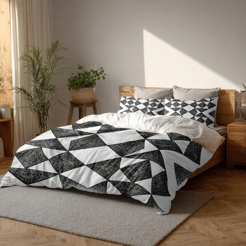 Miniatura 11 de Batmerry Flowers Watercolor Twin Size 3 Pieces Bedding Duvet Cover Sets, Soft Fluffy Elegant Black White Flower Painting 100% Cotton Printed Duvet