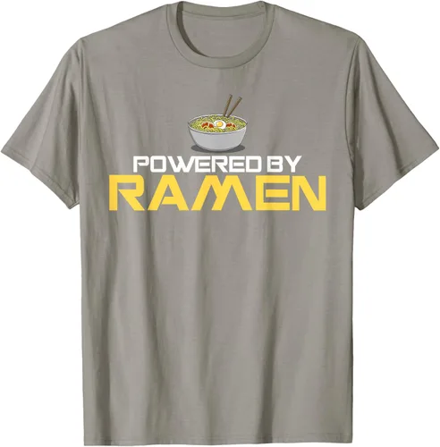 Miniatura 24 de Camiseta de fideos de anime japoneses Powered By Ramen, Negro, S