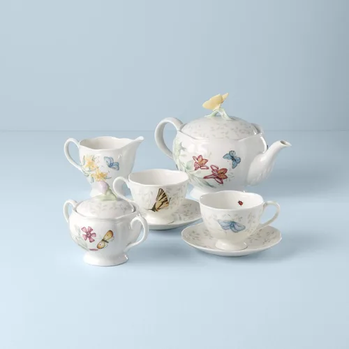 Miniatura 4 de Lenox Butterfly Meadow - Juego de té de 8 piezas, servicio para 2, color blanco