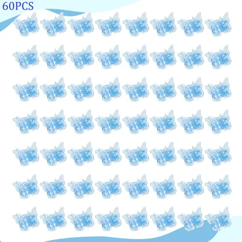 Miniatura 2 de AHONEY - 60 pinzas de mariposa mini para el cabello con caja de brillo, accesorios para el cabello estilo 90s Y2k para niñas y mujeres (Azul)