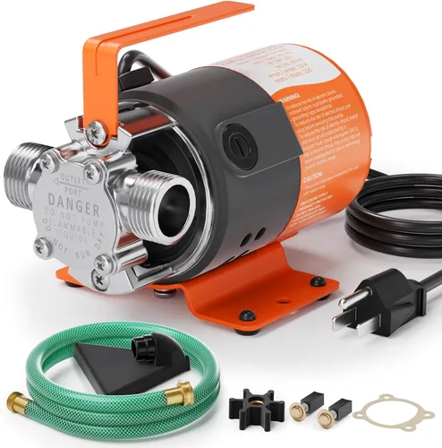 Cleartide - Bomba de transferencia de agua 115V, 1/10HP 380GPH, bomba de agua eléctrica de uso general con kit de manguera de succión de 6 pies,
