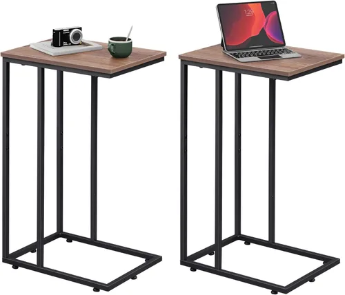 Miniatura 10 de WLIVE Mesa auxiliar negra, mesa auxiliar en forma de C para dormitorio, oficina en casa, dormitorio, mesa de sofá de sala de estar, mesa de bandeja