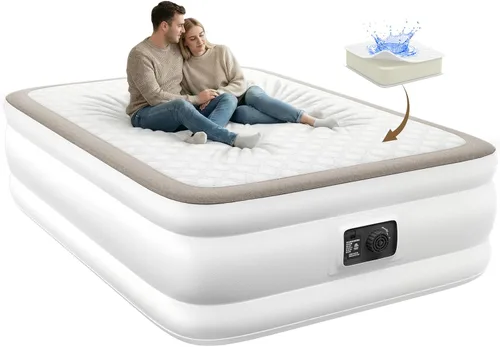 Miniatura 13 de Colchón de aire YENING tamaño queen con bomba incorporada, cama hinchable elevada, colchón hinchable resistente con cama de aire de 18 pulgadas