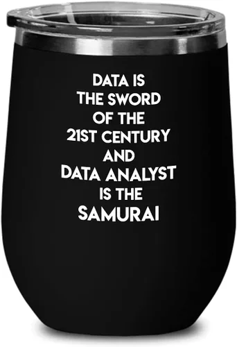 Funny Swords - Vaso de vino con texto en inglés "Data Is The Sword Of The XXI", regalo para hombres y mujeres, 12 onzas, color negro