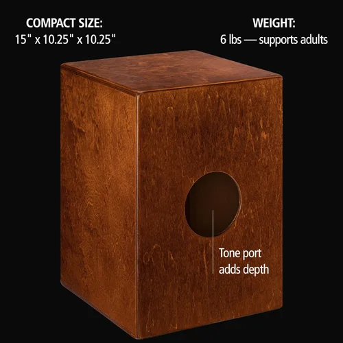 Miniatura 6 de Cajón para música, compacto, de madera de abedul con lazos internos marrón claro/natural