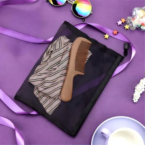 Miniatura 4 de Outus 15 bolsas de malla con cremallera, bolsa de maquillaje, organizador de viaje para cosméticos, estuche para lápices con cremallera para Negro