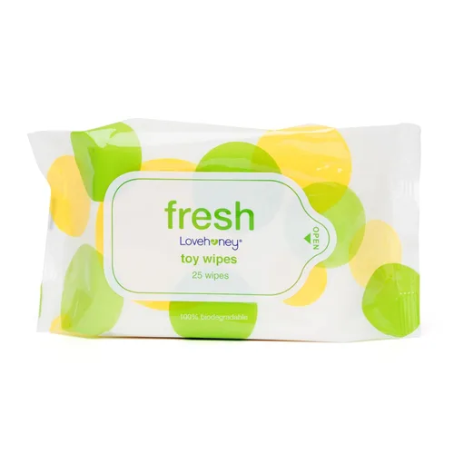 Lovehoney Fresh Toy & Body Wipes - Toallitas de aloe vera - Paquete resellable - Paquete de 25