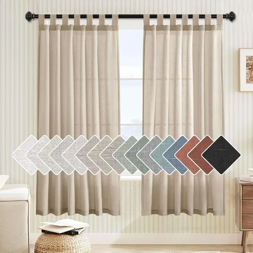 Miniatura 23 de H.VERSAILTEX Cortinas aireadas mezcladas de lino natural con pestaña superior para sala de estar, decoración del hogar, material suave y rico que