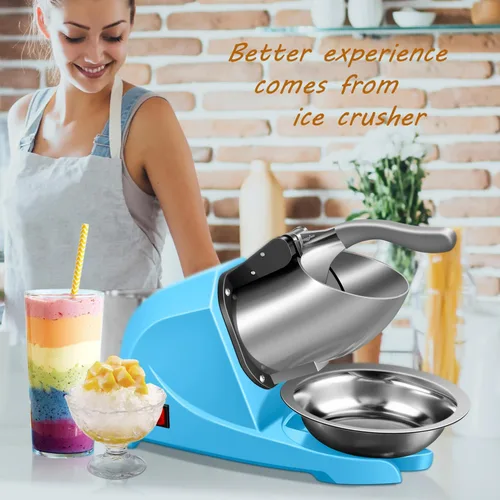 Miniatura 6 de Máquina de afeitar de hielo eléctrica de 4 cuchillas, trituradora de hielo de 200 libras/hora con bandeja de hielo para uso doméstico y comercial