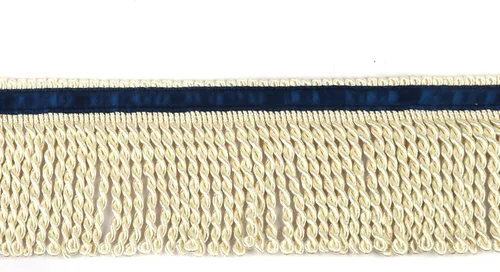 Miniatura 2 de Ribete de Flecos de Lingotes y Adornos 5/10 Yardas X 2.5 Pulgadas de Tela para Costura DIY Decoración para Ropa Flecos Hebreos Dorados con Cinta Azul