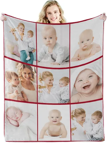 Miniatura 20 de Abybela Manta personalizada con texto fotográfico para regalos de parejas, manta personalizada con imagen, regalos para novio, novia, esposa, Foto-3