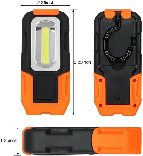 Miniatura 7 de Luz de trabajo LED transportable, 200 lúmenes, multiuso, linterna, base magnética y gancho para colgar, a batería, 5000 K luz de día, ángulo