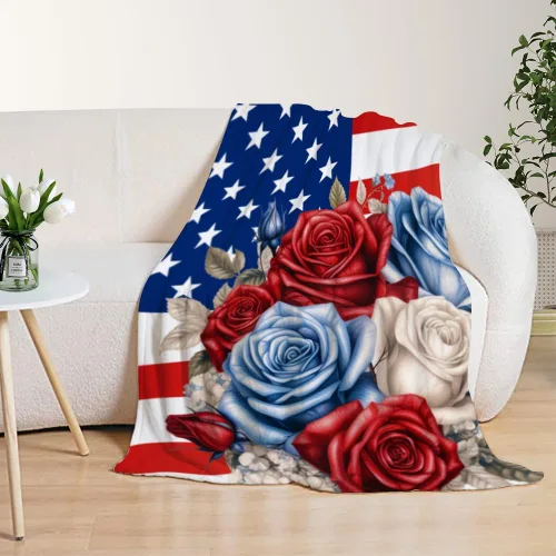 Miniatura 31 de YeeJu Manta de bandera estadounidense para bebé, patriótica para el 4 de julio, Día de los Caídos, 4 de julio, manta de forro polar para niños