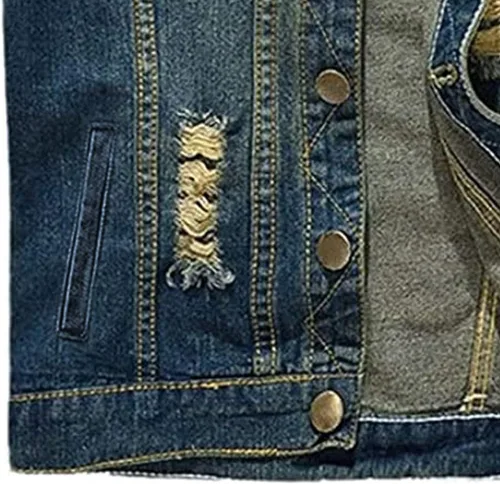Miniatura 8 de NASKY Chaleco y chaqueta de mezclilla rasgados retro para hombre
