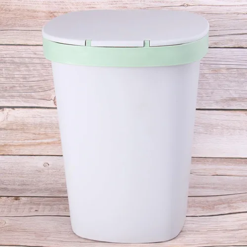 Miniatura 5 de Cubo de basura de gran capacidad con botón pulsador con tapa, contenedor silencioso para cocina, sala de estar, baño, elegante diseño cuadrado