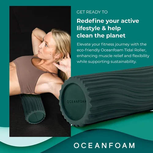 Miniatura 3 de Oceanfoam Tidal Roller Hunter - Rodillo de espuma para masaje muscular para dolor de espalda y estiramientos, textura firme y ergonómica de onda