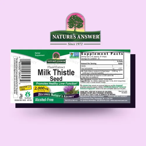 Miniatura 2 de Nature's Answer Extracto de cardo mariano Promueve la función hepática saludable Suplemento de limpieza y desintoxicación Sin OMG, certificado