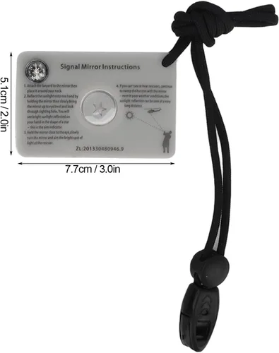 Miniatura 2 de Dilwe Espejo al aire libre, cristal reflector multifunción con cordón para acampar al aire libre, supervivencia, emergencia
