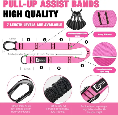 Miniatura 4 de Pull Up Assistance Bands Set, 300 lbs Max Heavy Duty Resistance Bands with Adjustable Strap, Non-Slip Handle & Door Anchor, Full Body Strength