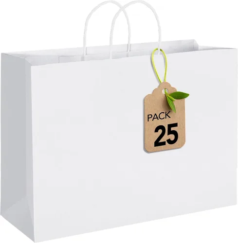 Miniatura 28 de MESHA Bolsas de papel kraft marrón de 10 x 5 x 13 pulgadas, 100 unidades, bolsas de regalo grandes con asas a granel, bolsa de compras reutilizable