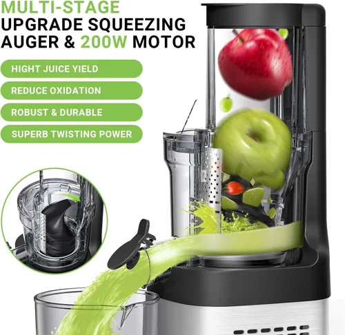 Miniatura 3 de AMZCHEF Cold Press Juicer, Juicers Machines - 3.2" Large Feed Chute for Whole Fruits & Vegetables, Stainless Steel Slow Masticating Juice Easy to