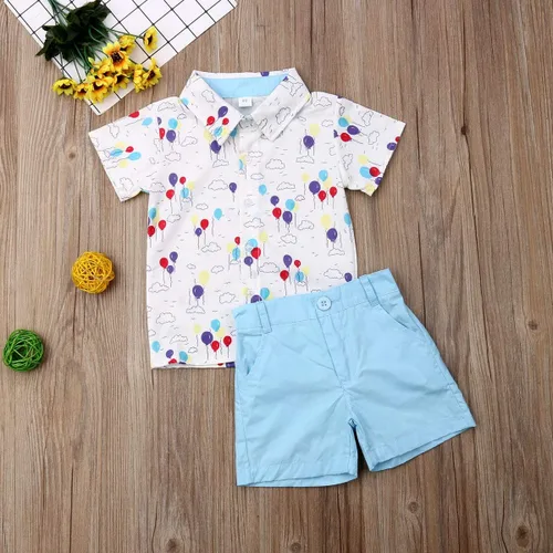Miniatura 69 de Conjunto de camisa de manga corta con botones y pantalones cortos casuales con diseño de flamingo, para bebés y niños de 1 a 6 años, atuendos