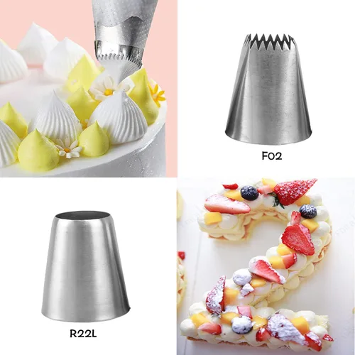 Miniatura 2 de Conjunto de puntas de glaseado extra grandes con puntas de ribete redondas, estrella, cuadradas, eclair, churro y merengue para decoración