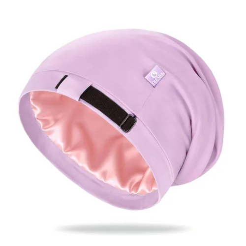 Miniatura 23 de OLESILK Gorro de seda para cabello rizado, gorro de seda para dormir, unisex, mediano, negro