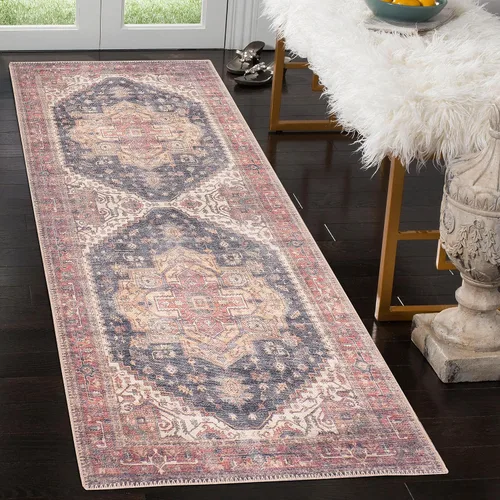 Miniatura 34 de GLN Rugs Traditional Collection - Alfombra de felpilla lavable a máquina, tradicional, antideslizante, alfombra de felpilla de pelo bajo, para sala