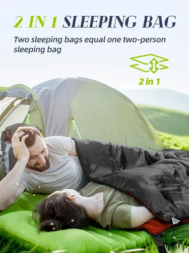 Miniatura 6 de Bessport Saco de dormir ligero, saco de dormir ultraligero para mochileros, resistente al agua durante 3 estaciones, para adultos y niños, al aire