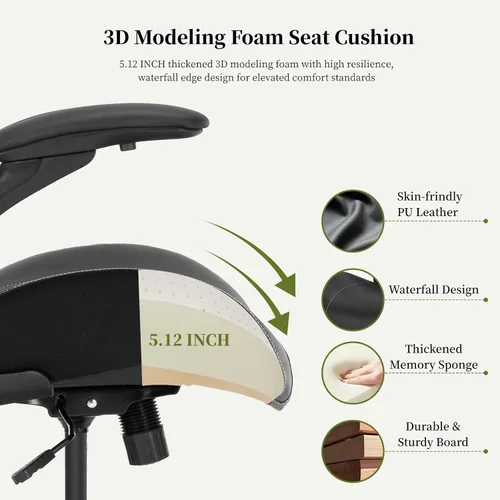 Miniatura 4 de Silla de dibujo, silla de oficina alta con asiento de piel sintética, silla de escritorio de pie, sillas de oficina de altura de mostrador