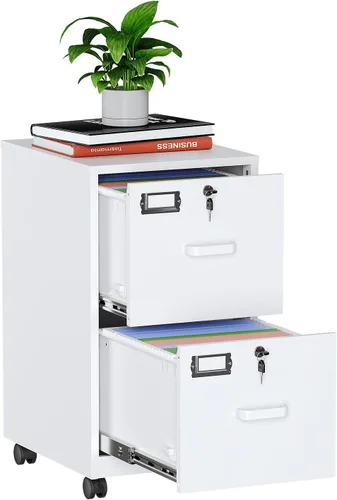 Miniatura 11 de MIIIKO - Archivador de metal con 3 cajones con ruedas, archivador móvil para debajo del escritorio de oficina en el hogar, archivadores totalmente