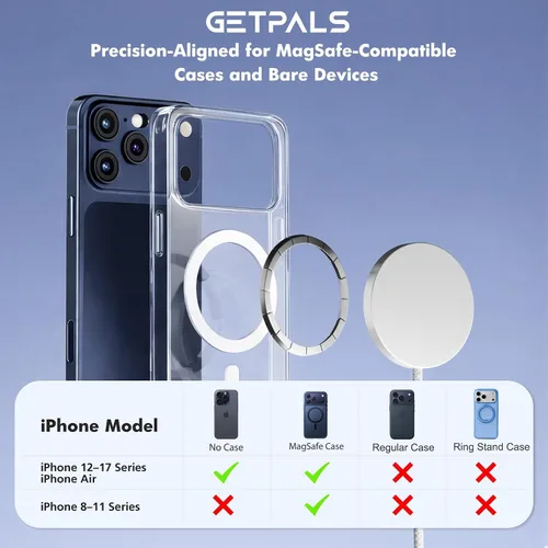 Miniatura 5 de Cargador inalámbrico magnético de 25 W: almohadilla de carga plana para iPhone 17, 16, 15, 14, 13, 12 Pro Max, Google Pixel, AirPods-Slim portátil