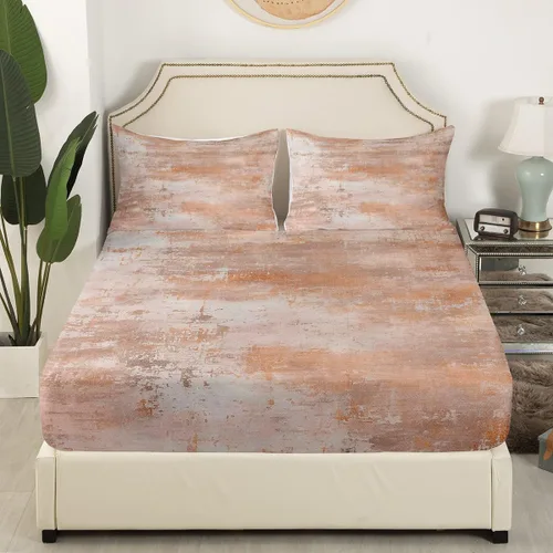 Miniatura 4 de Erosebridal Juego de sábanas tamaño individual con estampado de teñido anudado en acuarela, degradado beige y gris, para niños y adolescentes, juego
