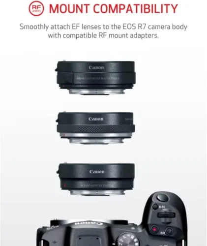 Miniatura 8 de Canon Cámara sin espejo EOS R7 (solo cuerpo), cámara híbrida, sensor CMOS de 32.5 megapíxeles (APS-C), video 4K, para deportes, acción, creadores