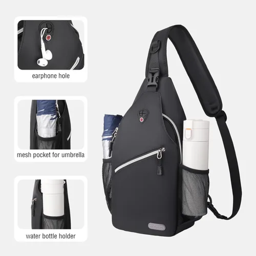 Miniatura 9 de Mosiso - Mochila bandolera multiusos, para viajes, senderismo, etc. Gris espacial