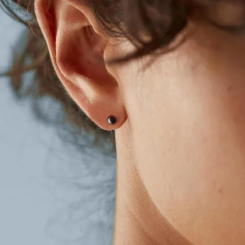 Miniatura 3 de CHIC & ARTSY Aretes de aro de plata de ley 925, pequeños aretes de aro de bola, barra, estrella, luna, corazón, cruz, punto, triángulo, medio aro