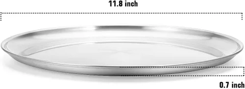 Miniatura 2 de Deedro Bandeja de pizza de 12 pulgadas, bandeja de pizza de acero inoxidable para horno, platos redondos para pastel de galletas, ensalada de pizza