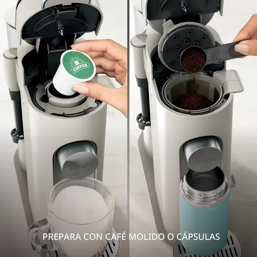 Miniatura 2 de Ninja Pod & Grounds - Cafetera especializada de una sola porción, compatible con cápsulas K-Cup, prepara café molido, diseño compacto, espumador