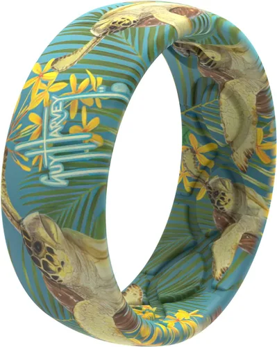 Miniatura 6 de Groove Life Guy Harvey Anillo de silicona Anillos de boda de goma transpirable para hombres y mujeres, cobertura de por vida, diseño único, anillo