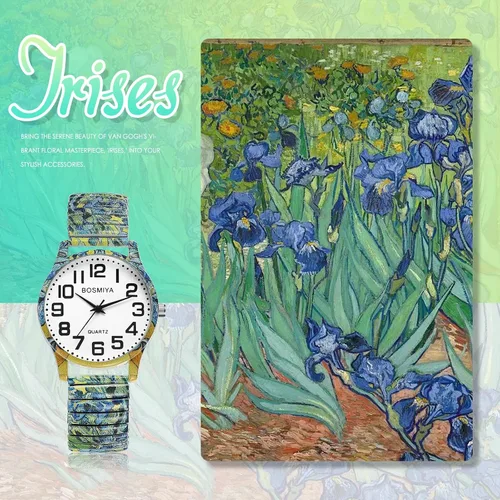 Miniatura 8 de Lancardo Reloj de banda elástica bohemia: cuarzo grande y fácil de leer con esfera de números árabes correa de pintura de iris para hombres