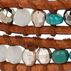 Miniatura 2 de Chan Luu - Pulsera de piel de plata de ley con mezcla de piedra turquesa