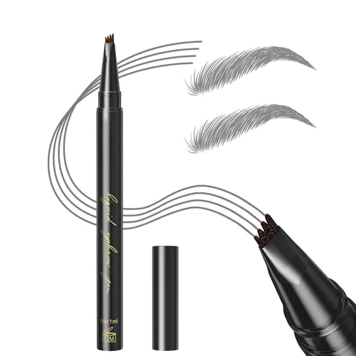 Miniatura 10 de Lápiz de cejas Microblading, lápiz líquido para cejas micro 4 puntas, lápiz de cejas de larga duración, resistente al agua y a las manchas, #01